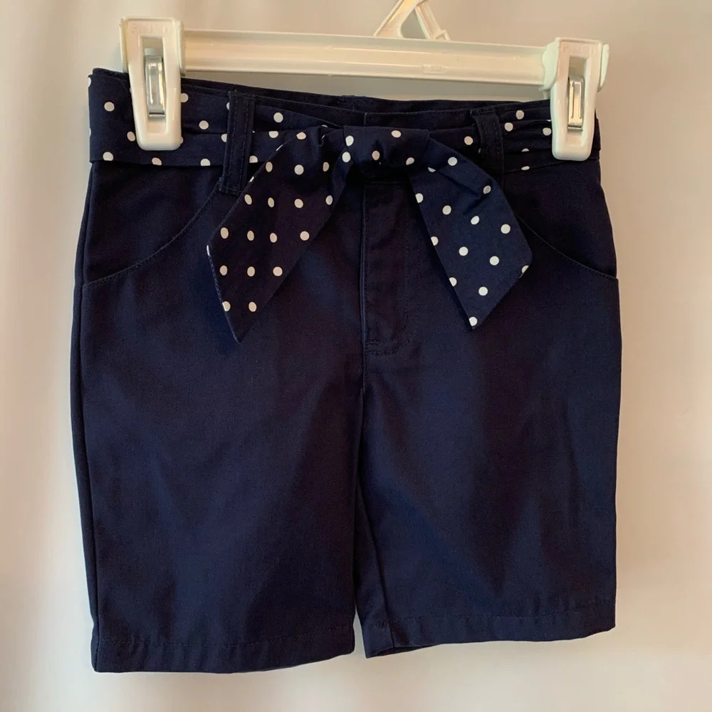 Gymboree 3 Navy Belted Knit Shorts Khaki uniform beach school nautical boat